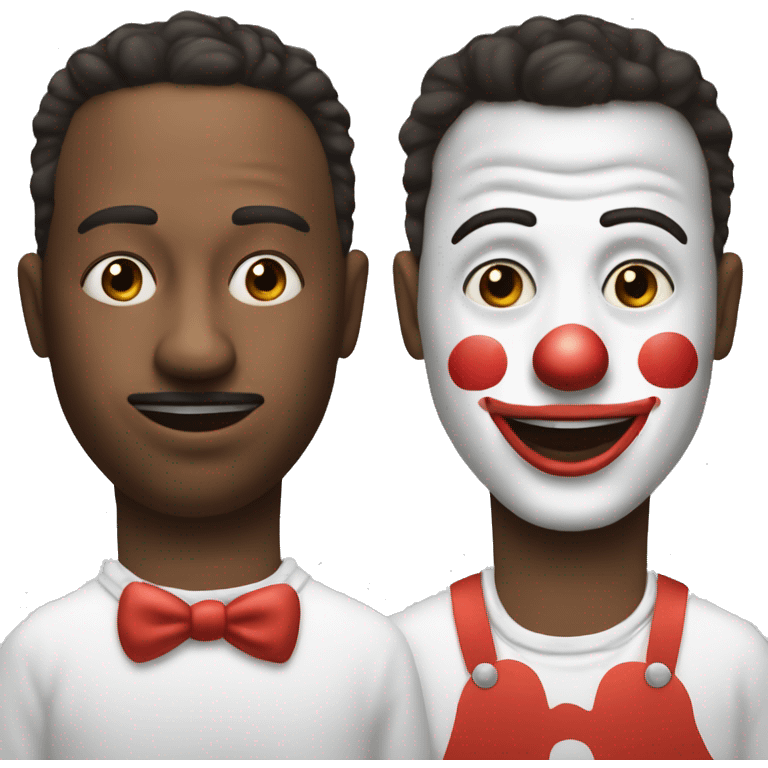 A normal emoji making up himself to a clown (we have to see him drawing the clown mask on his face)  emoji