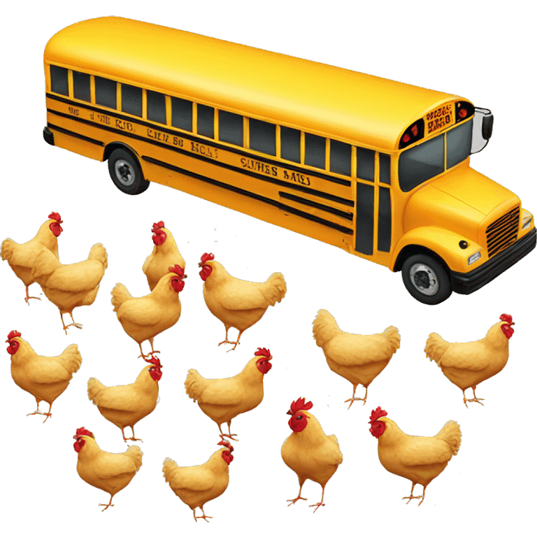 school bus filled with chickens emoji