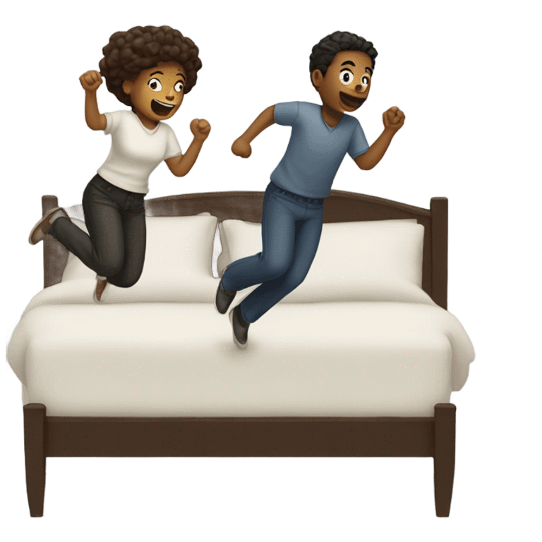 two people jumping on bed emoji