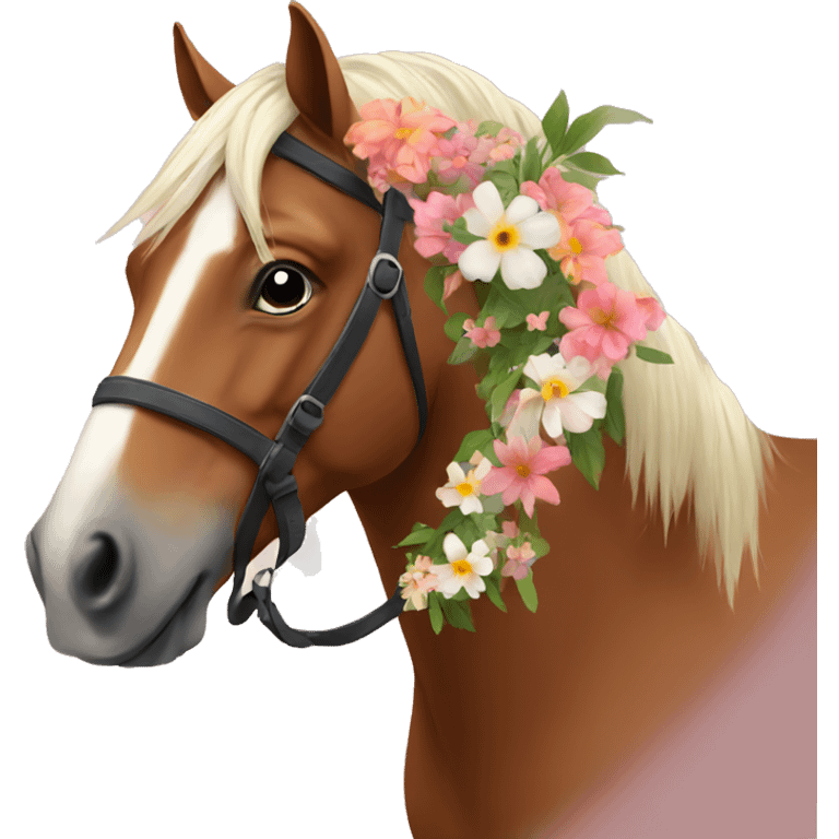 Horse with flowers emoji