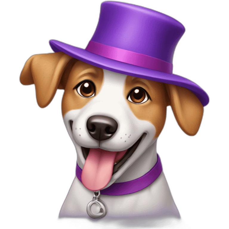 happy dog with purple hat emoji