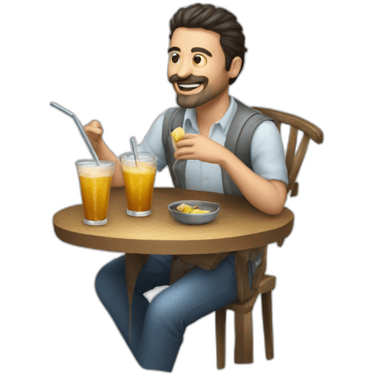 Argentinian men having mate from a Metallic straw emoji