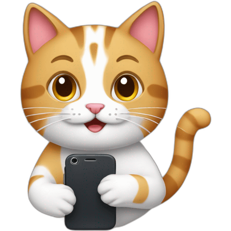 busy cat with phone emoji