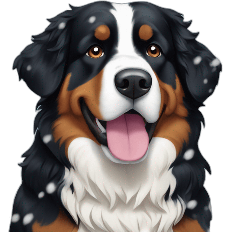 Bernese mountain dog under snow emoji