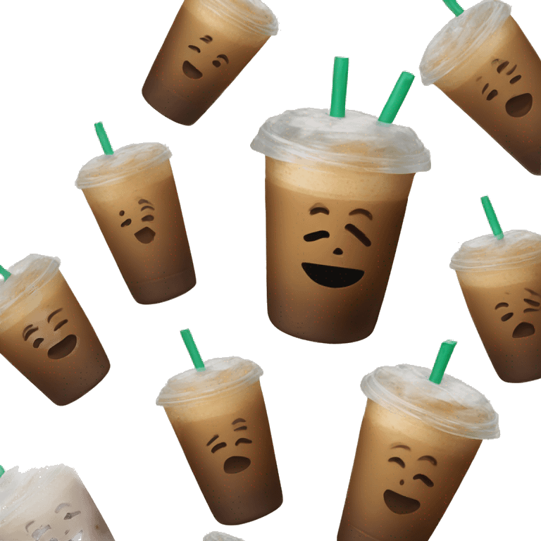 Starbuck ice coffee with ice cubes emoji