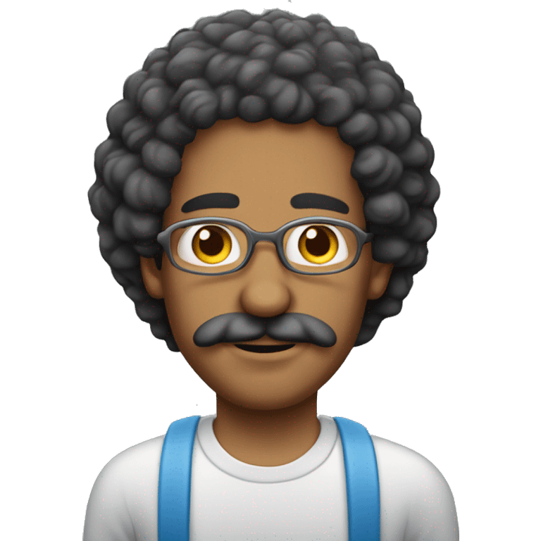 Colombian man with curly hair and thick moustache with ziplock bag of salt emoji