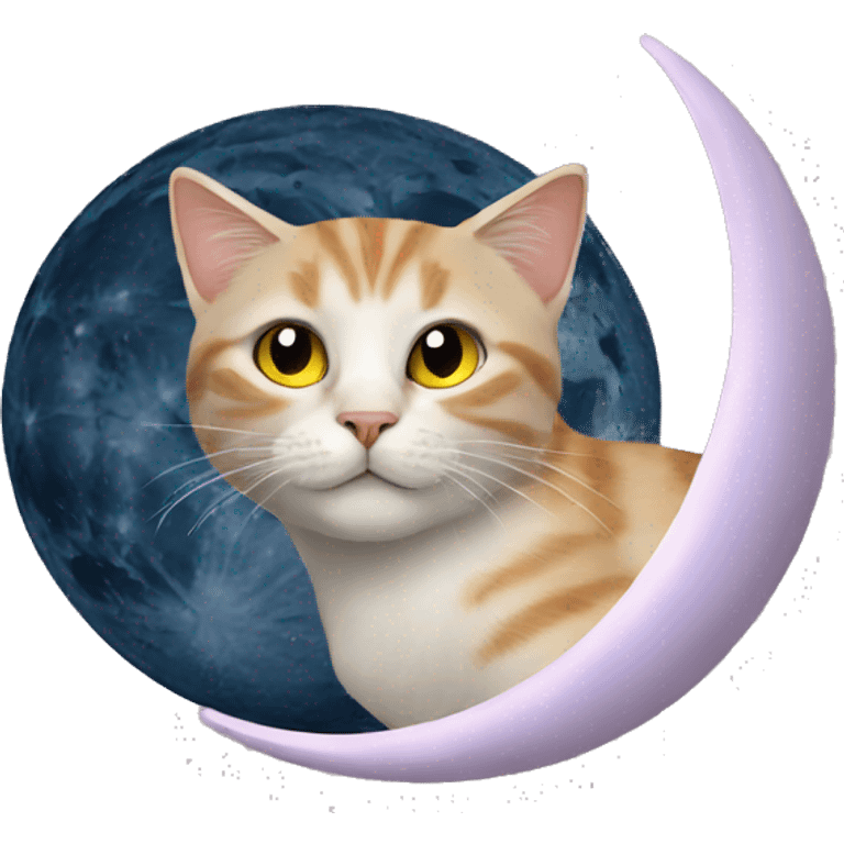 cat on moon with stara emoji