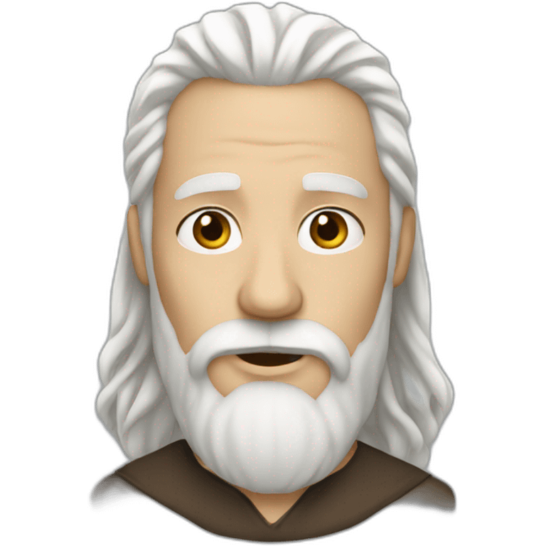 Man brown beard, long white hair emoji