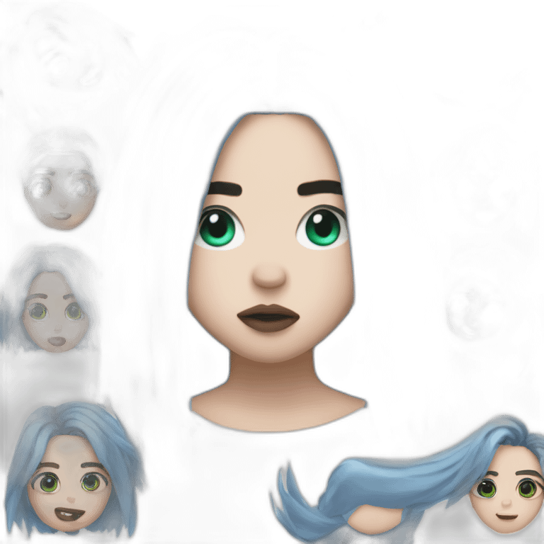 Billie eilish chanteuse cheveux bleus yeux bleus emoji