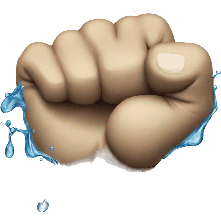 a fist with water next to it emoji