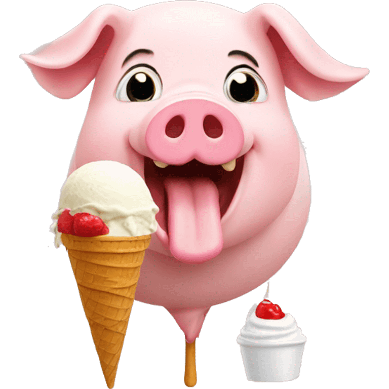 Pig eating ice cream and tteokbboki emoji