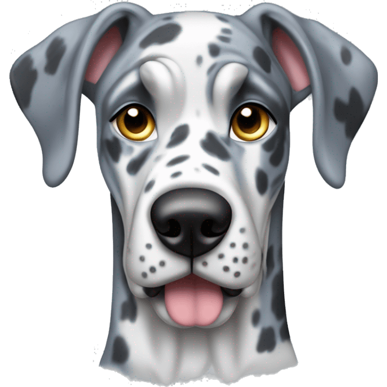 Blue Merle Great Dane with a gun emoji