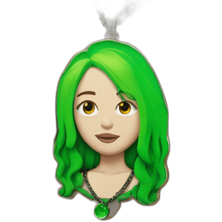 Billie eilish green hair necklace emoji