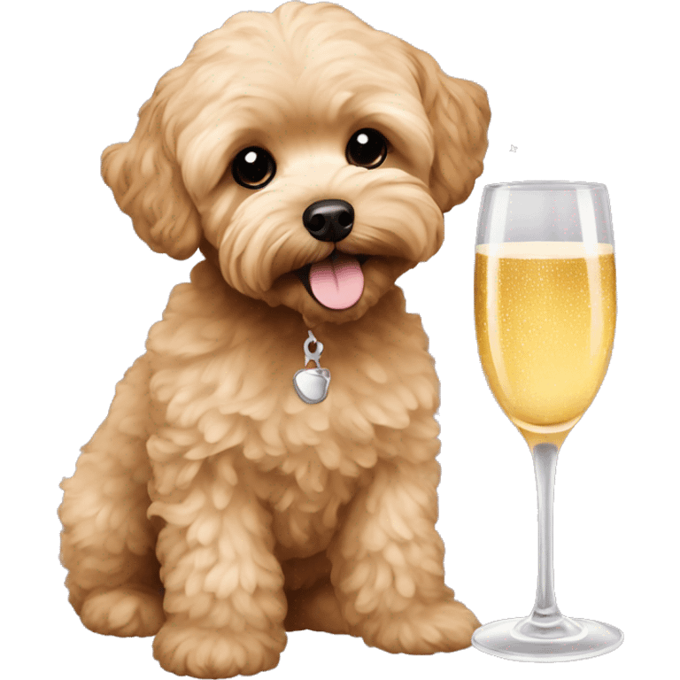 Brown Maltipoo drinking champagne  emoji