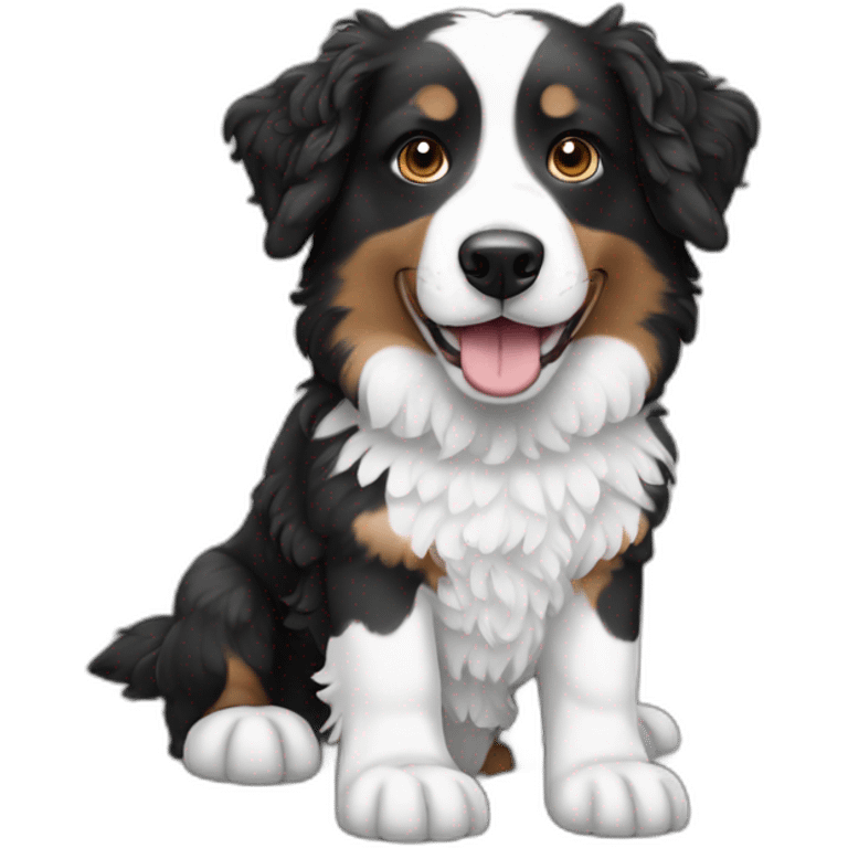 Black and white Aussie and water dog mixed emoji