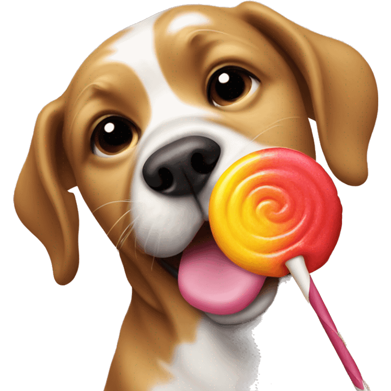 Dog licking a lollipop emoji