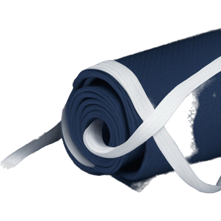 Rolled Navy blue yoga mat with a white ribbon tied around it emoji