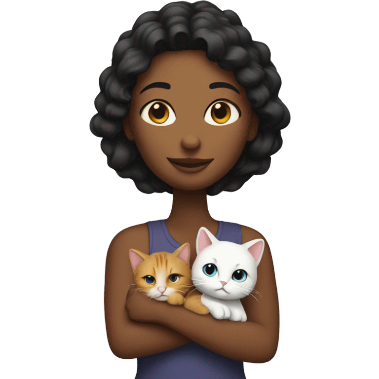 Woman touching kitty emoji