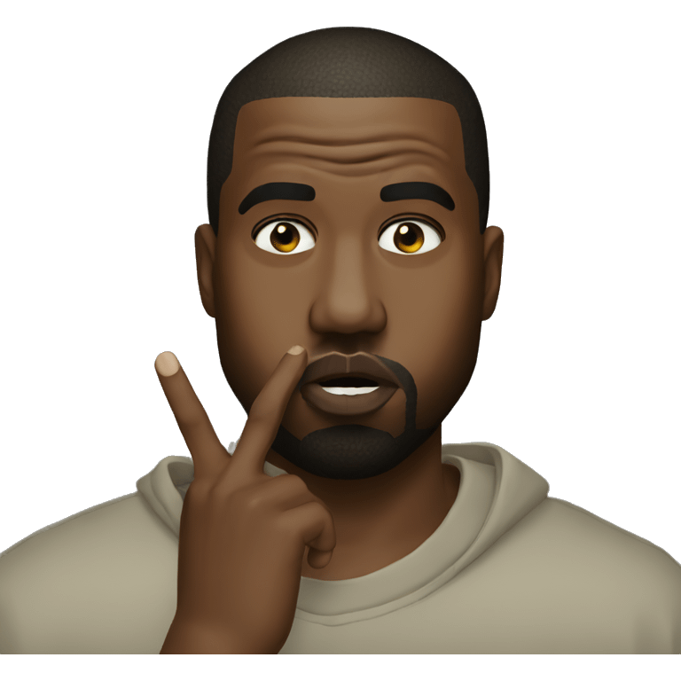 Kanye west with finger on his mouth emoji