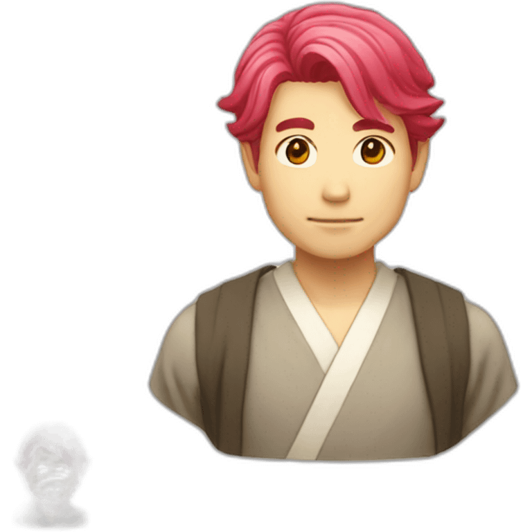 redglass-pinkhair-middleage-man-japanese emoji