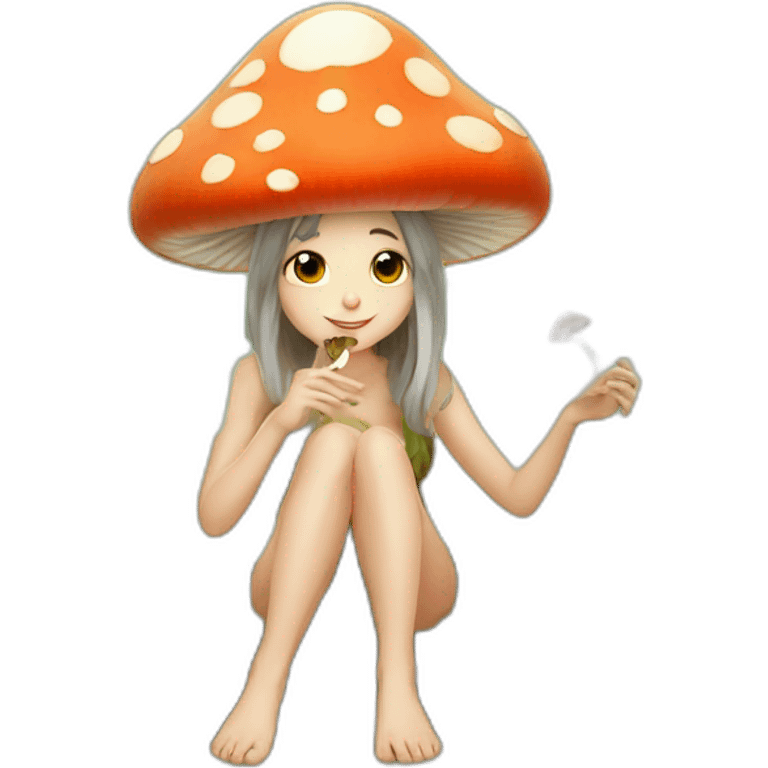 cute mushroom fairy smoking herbs emoji