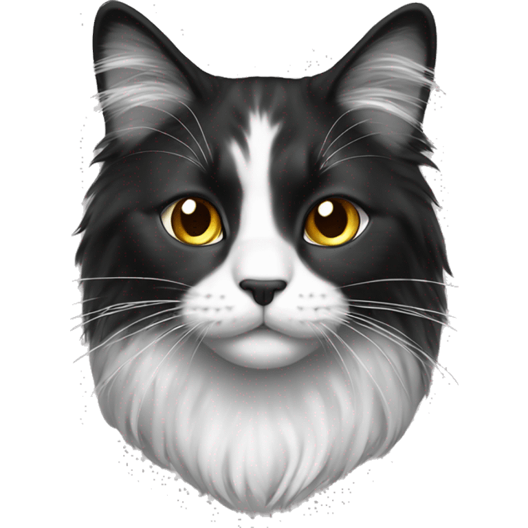 longhair cat black and white emoji