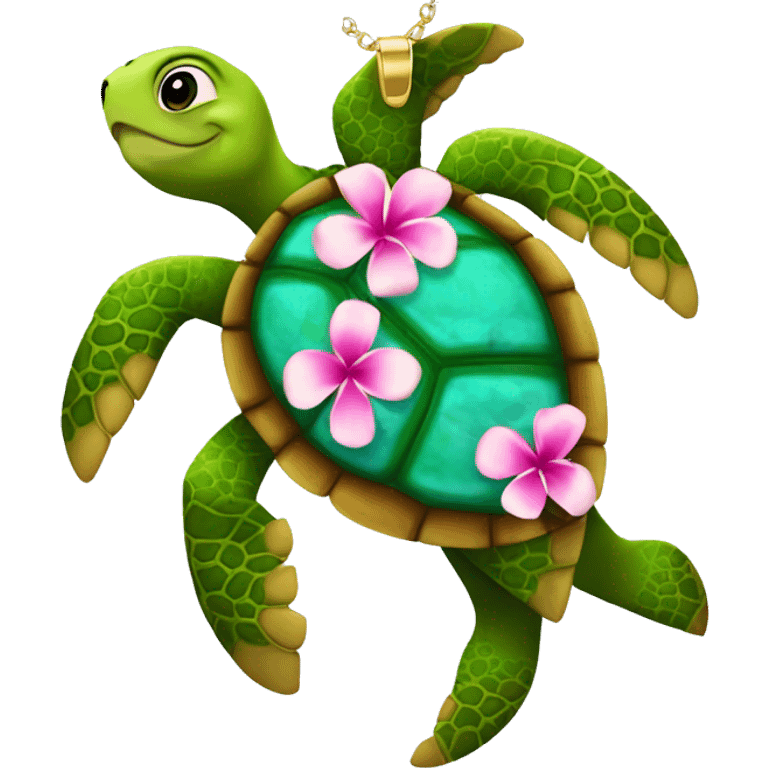 sea turtle wearing Hawaiin flower necklace emoji