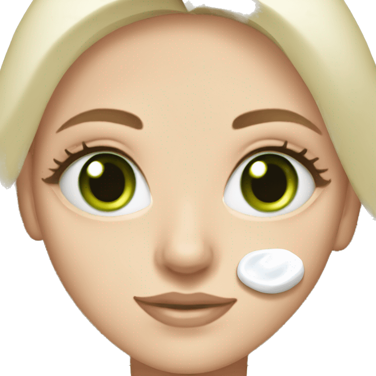 White girl green eyes applying face cream  emoji