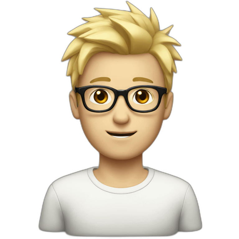 white boy with black glasses and blond spikey hair emoji