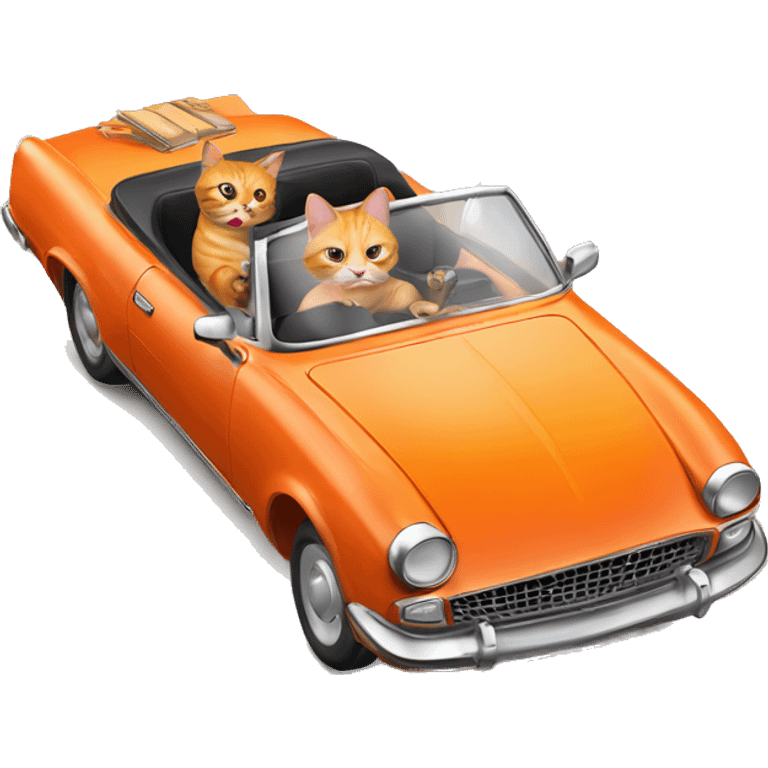 orange cat driving a red convertible sports car while smoking a cigar emoji