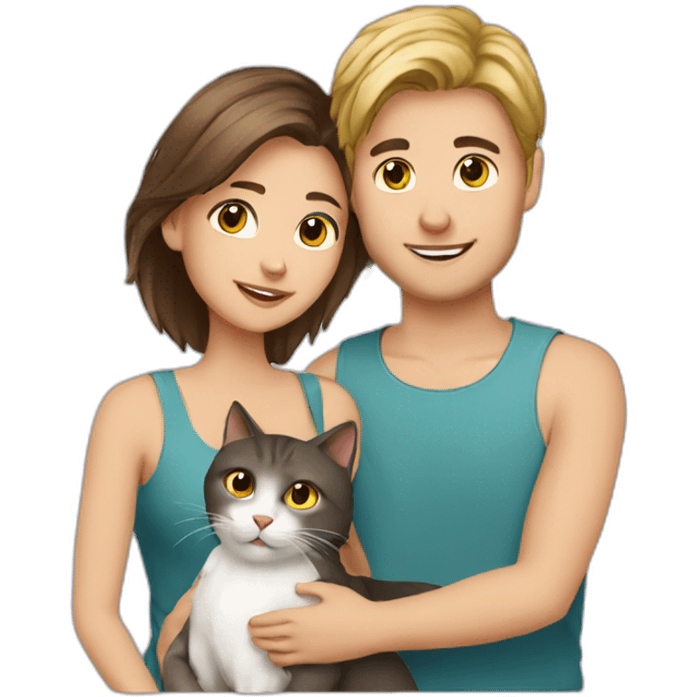 Young European Couple with cat emoji