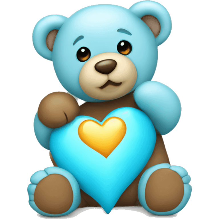 teddy bear with light blue love heart  emoji