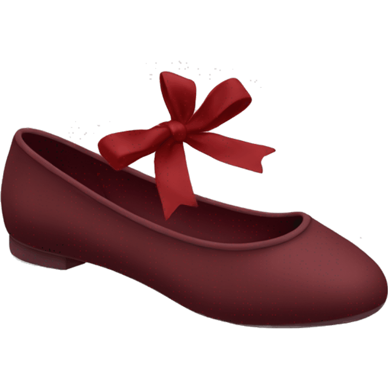 Ballet flats in dark red with a dark red bow  emoji