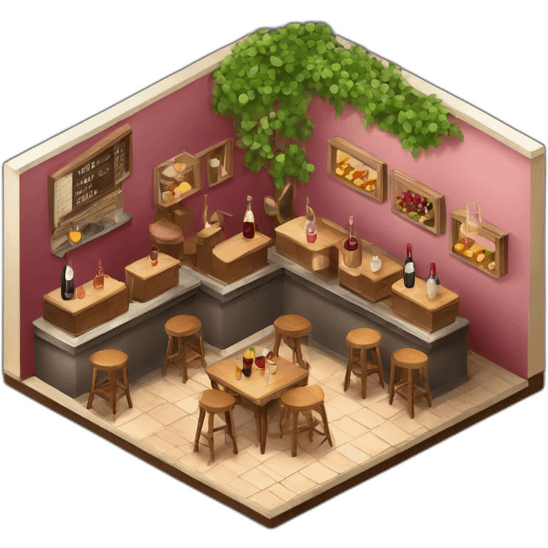 Wine cafe bar isometric emoji