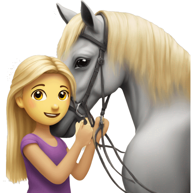 Haflinger horse Whit the girl emoji