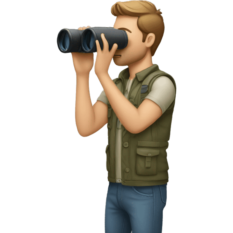 gay man using binoculars emoji