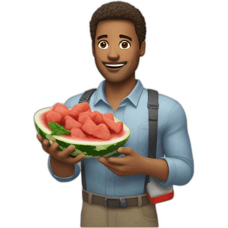 man eating fried chicken and watermelon emoji