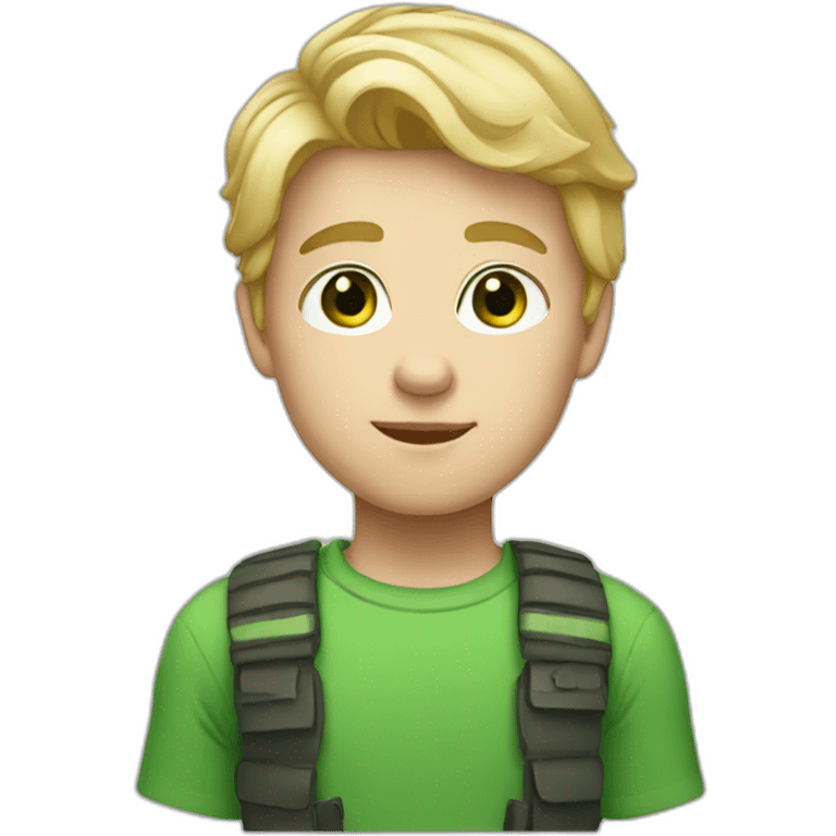 boy with blond hair, bright skin, green eyes emoji