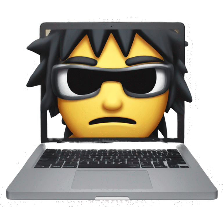 MacBook vorne hinter Naruto emoji