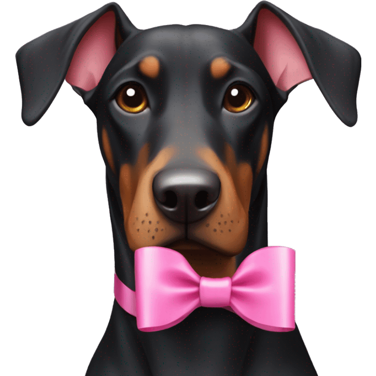 doberman with pink ribbon  emoji