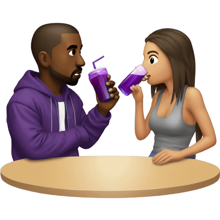 kanye west and hawk girl sipping purple drink emoji