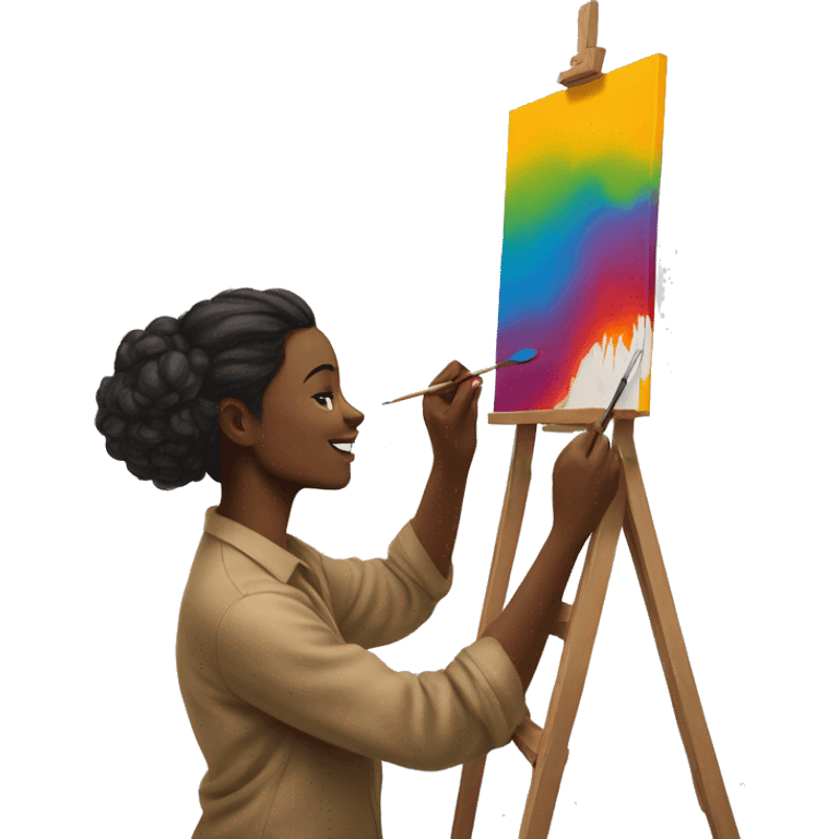 artist painting something colorful on the canvas emoji