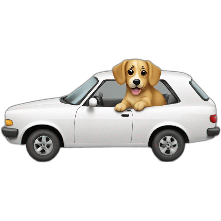 Un chien sur une voiture emoji