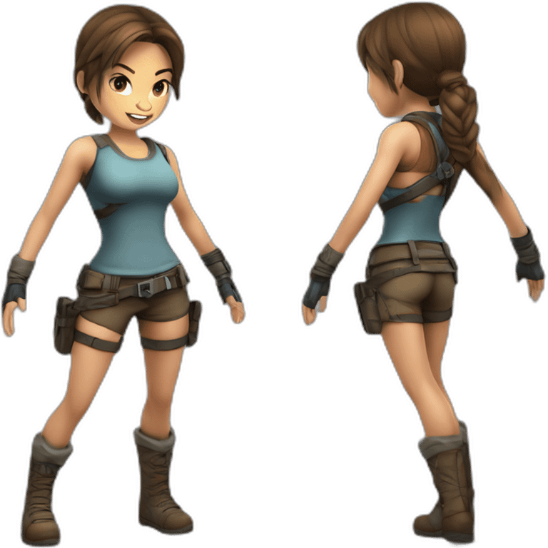 lara croft ready to jump hyperrealistic drawing emoji