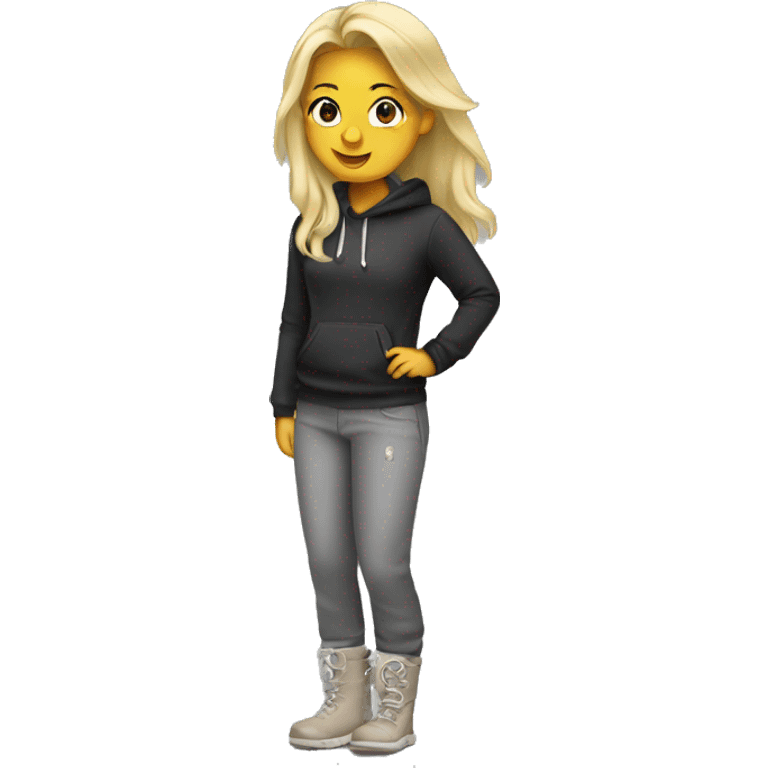 Blonde girl with sweat pants and uggs emoji