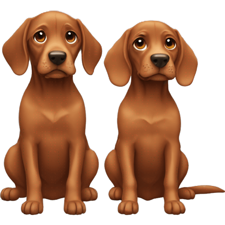 Two vizslas sitting side by side  emoji