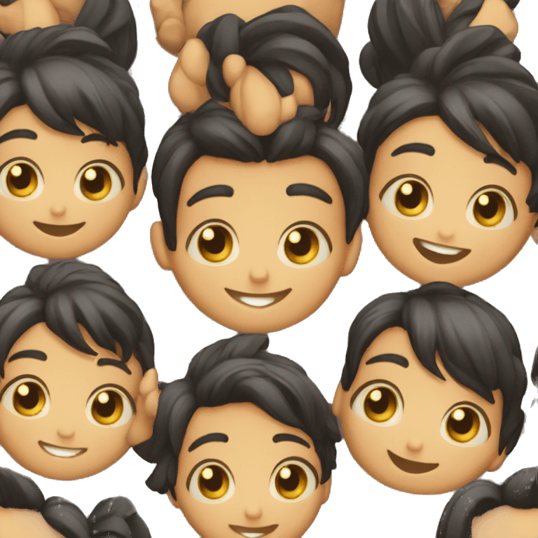 Criança,  cabelo cacheado , morena , sorridente  emoji