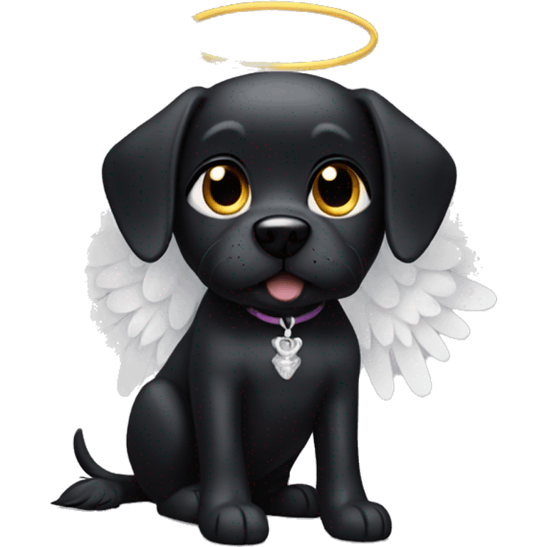 black dog with angel wings  emoji