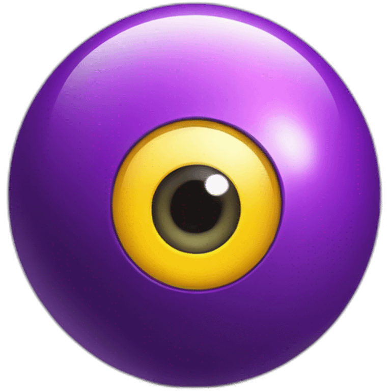 spherical purple and yellow lens as a cute mascot emoji