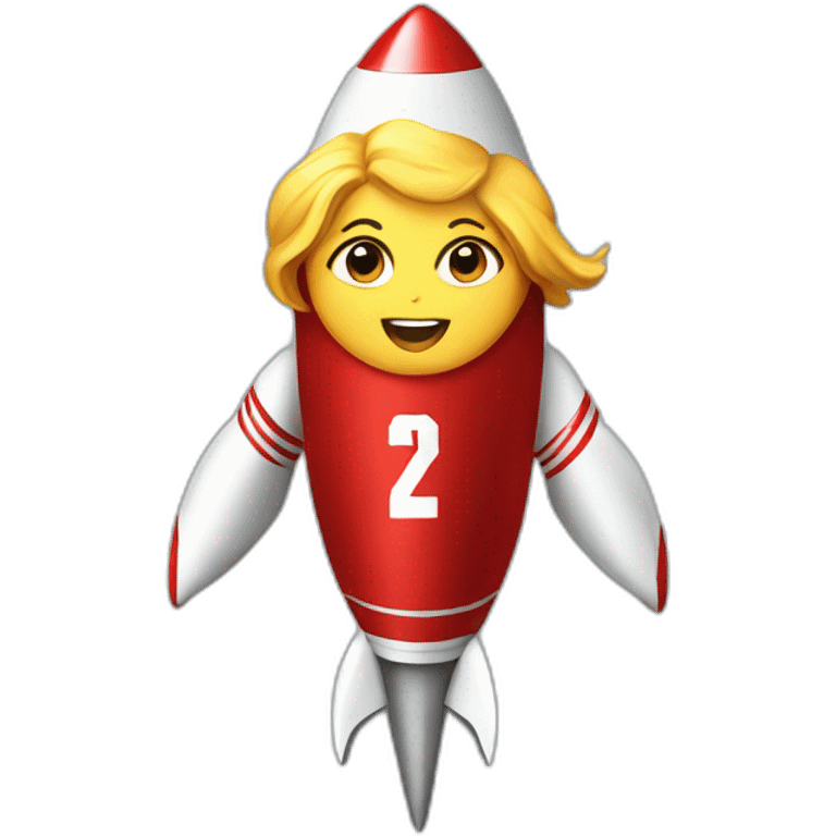 Cheerleader in a rocket emoji